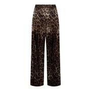 Luipaardprint Satijnen Pyjamabroek Dolce & Gabbana , Brown , Dames