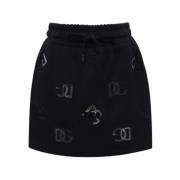 Monogram Logo Zwarte Rok Elastische Taille Dolce & Gabbana , Black , D...