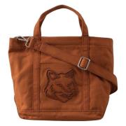 Vos Hoofd Kleine Tote Tas Maison Kitsuné , Brown , Dames