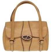 Pre-owned Leather handbags Gucci Vintage , Beige , Dames