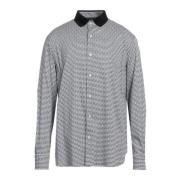 Wit Regular Fit Shirt met Geribbelde Kraag en Logo Print Emporio Arman...