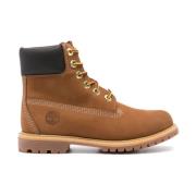 Bruin Leren Waterdichte Veterschoenen Timberland , Brown , Dames