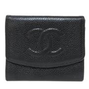 Pre-owned Leather wallets Chanel Vintage , Black , Dames