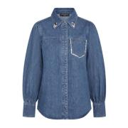 Donkerblauw Denim Shirt Bruuns Bazaar , Blue , Dames