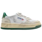 Vintage Lage Sneakers Wit/Groen Autry , White , Dames