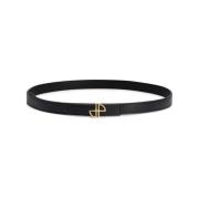 Zwart Leren Logo Gesp Riem Patou , Black , Dames