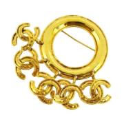 Pre-owned Fabric brooches Chanel Vintage , Yellow , Dames