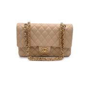 Pre-owned Leather chanel-bags Chanel Vintage , Beige , Dames