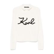 Witte Trui Zwart Hoge Hals Karl Lagerfeld , White , Dames