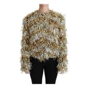 Fringed Metallic Cardigan Sweater Jas Dolce & Gabbana , Yellow , Dames