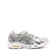 Grijze Mesh Sneakers met Witte Inzetstukken Asics , Gray , Dames