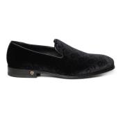 Zwarte fluwelen loafers lage hak Italië Salvatore Ferragamo , Black , ...