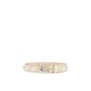 Gespikkelde leren riem met ronde studs Khaite , Beige , Dames