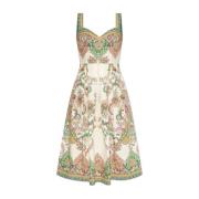 Jurk met decoratieve print en bandjes Etro , Beige , Dames