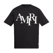 T-shirt met bedrukt logo Amiri , Black , Heren