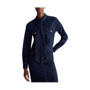 Blauwe Damesoverhemd Slim Fit Liu Jo , Blue , Dames