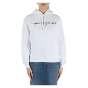 Katoenen hoodie met logoborduursel Tommy Hilfiger , White , Dames