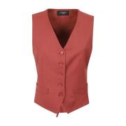 V-hals Mouwloos Wollen Gilet Max Mara Weekend , Red , Dames