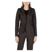 Bruine Blazer met Zakken en Revers Ichi , Brown , Dames