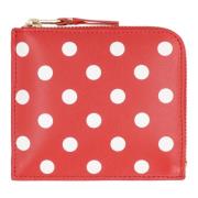 Polka-dot Leren Muntportemonnee Comme des Garçons , Red , Dames