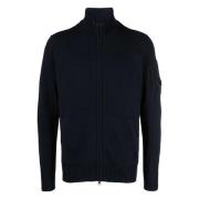 Navy Blauwe Wollen Cardigan met Lens Detail C.p. Company , Blue , Here...