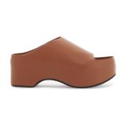 Chunky Clog Sabot met Houten Plateau Marni , Brown , Dames