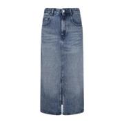 Lichtblauwe Denim Midi Rok Isabel Marant , Blue , Dames