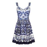 Maiolica Print Midi Jurk Dolce & Gabbana , Blue , Dames