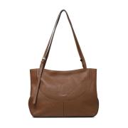 Bruine Leren Maxi Tas met Klep Gianni Chiarini , Brown , Dames