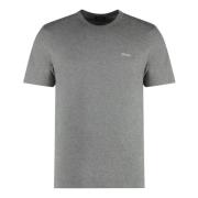 Katoenen Logo T-shirt met Geribbelde Kraag Ermenegildo Zegna , Gray , ...