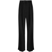 Zwarte Wijde Broek met Plooien Staud , Black , Dames