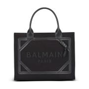 B-Army canvas en leren tas Balmain , Black , Dames