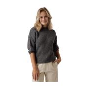 Grijze Lurex Trui met 3/4 Mouwen Knit-ted , Gray , Dames