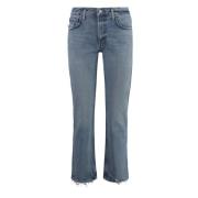 Gescheurde zoom cropped jeans met logo Agolde , Blue , Dames