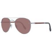 Gunmetal Aviator Zonnebril met Bruine Lenzen Ermenegildo Zegna , Pink ...