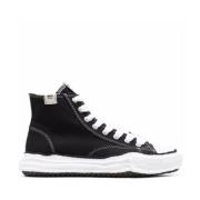 Zwarte Sneakers met Logo Patch Maison Margiela , Black , Heren