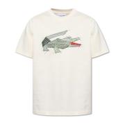 T-shirt met geborduurd logo Lacoste , Beige , Heren