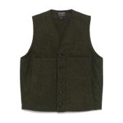 Groene Wollen V-hals Sweater Vest Filson , Green , Heren