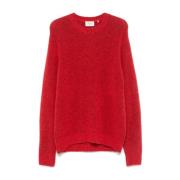 Rode Gebreide Crew Neck Sweater Forét , Red , Heren