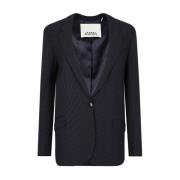 Gestreepte Crepe Getailleerde Jas Isabel Marant , Blue , Dames