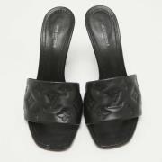 Pre-owned Leather sandals Louis Vuitton Vintage , Black , Dames