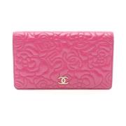 Pre-owned Leather wallets Chanel Vintage , Pink , Dames