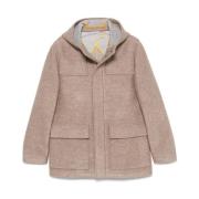 Beige Hooded Jas Vilt Finish Manuel Ritz , Beige , Heren