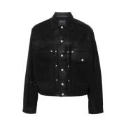 Pleated Denim Jacket Givenchy , Black , Heren