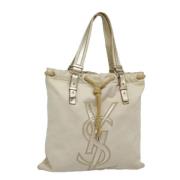 Pre-owned Canvas handbags Saint Laurent Vintage , White , Dames