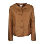 Donker Beige Gewatteerde Jas met Knopen Aspesi , Brown , Dames