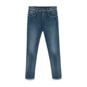 Slim Fit Indigo Blauwe Denim Broek Dondup , Blue , Heren