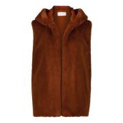 Capuchon Fake Fur Vest Cartoon , Brown , Dames