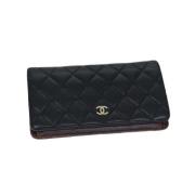 Pre-owned Leather wallets Chanel Vintage , Black , Dames