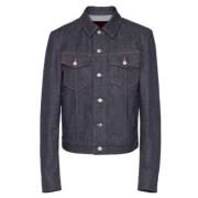 Donker Denim Jack met Puntkraag Salvatore Ferragamo , Blue , Heren